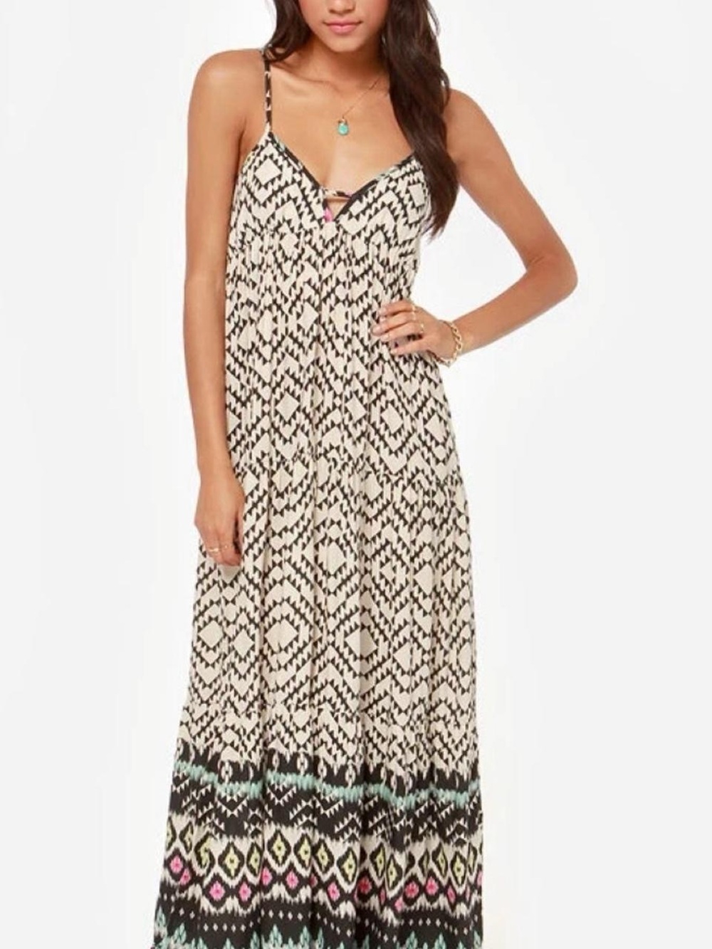 ✨ Billabong "Brighter Than" Geometric Tiered Maxi Dress ✨